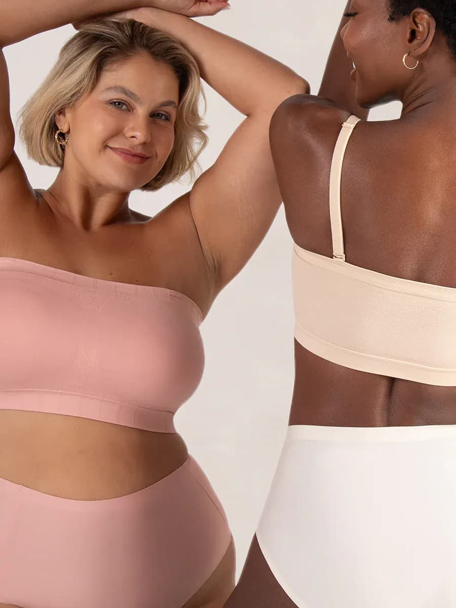 Sutiã faixa nas cores rosa queimado e chai